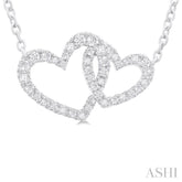 1/4 ctw Interlocked Heart Round Cut Diamond Fashion Pendant With Chain in 10K White Gold